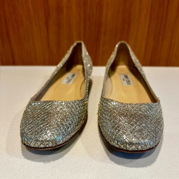 JIMMY CHOO Leather Sparkle Glitter Ballet Flat | EU 37.5 | - Picture 5 of 11